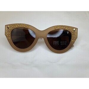 Frye & Co. 1021 GOLD  Square Cat Eye Studded Bulky Sunglasses NWT MSRP $149‎